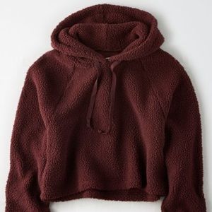 AE Fuzzy Sherpa Cropped Hoodie
